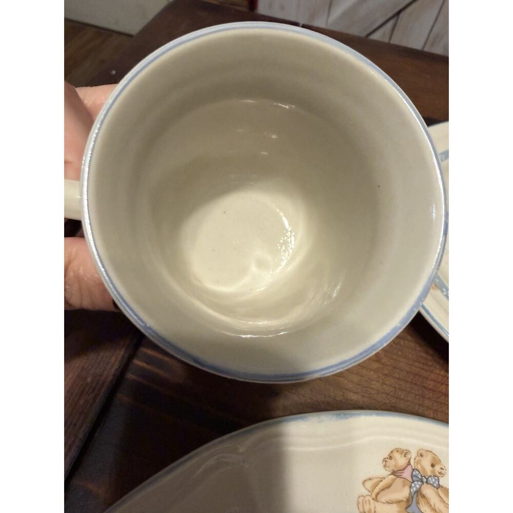 Tienshan Stoneware Country Bear Dinner &salad plates, cups & saucers set of 2 ea - Picture 9 of 16